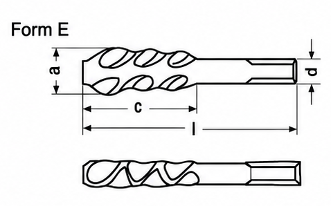 DIN 529 Form E technical drawing with side and supplementary views.