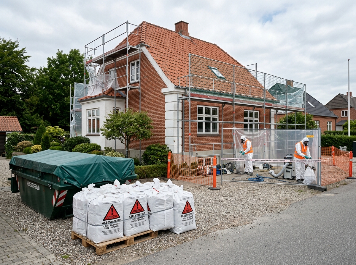 Illustrativt billede af asbestarbejde på tag
