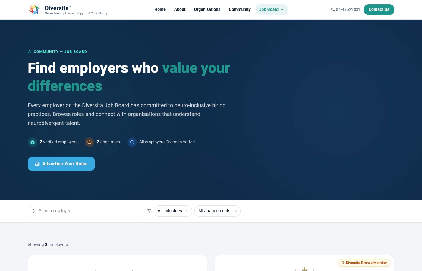 Diversita Job Board preview