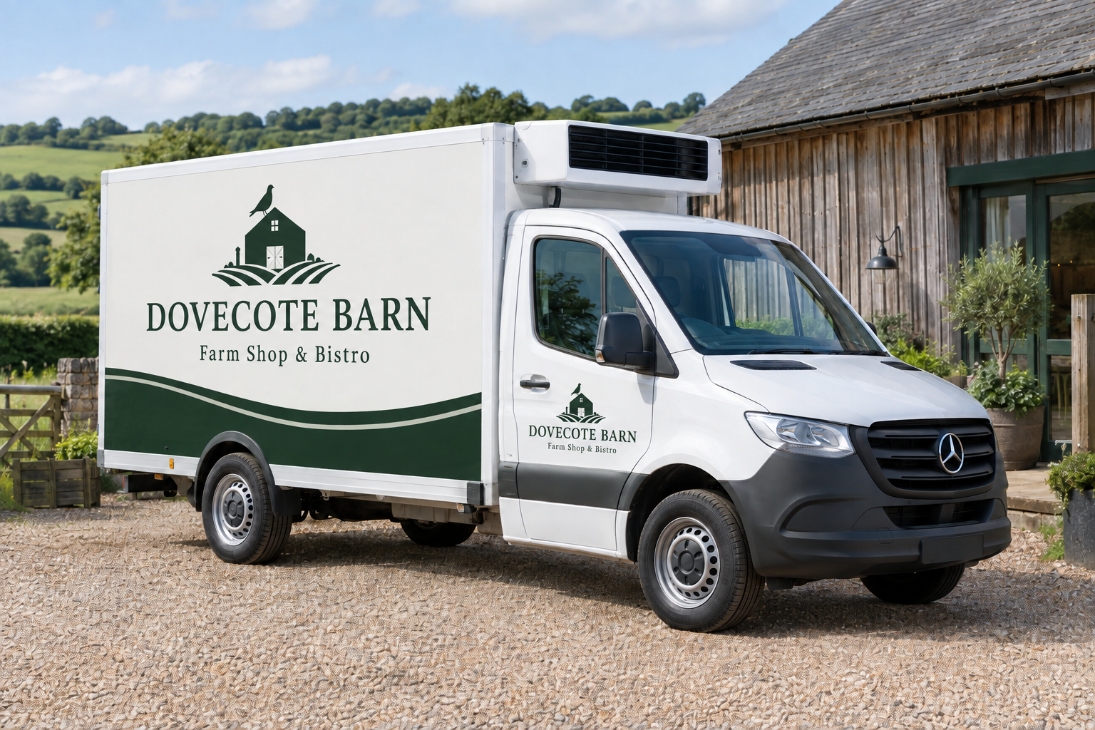 Dovecote Barn branded refrigerated delivery van