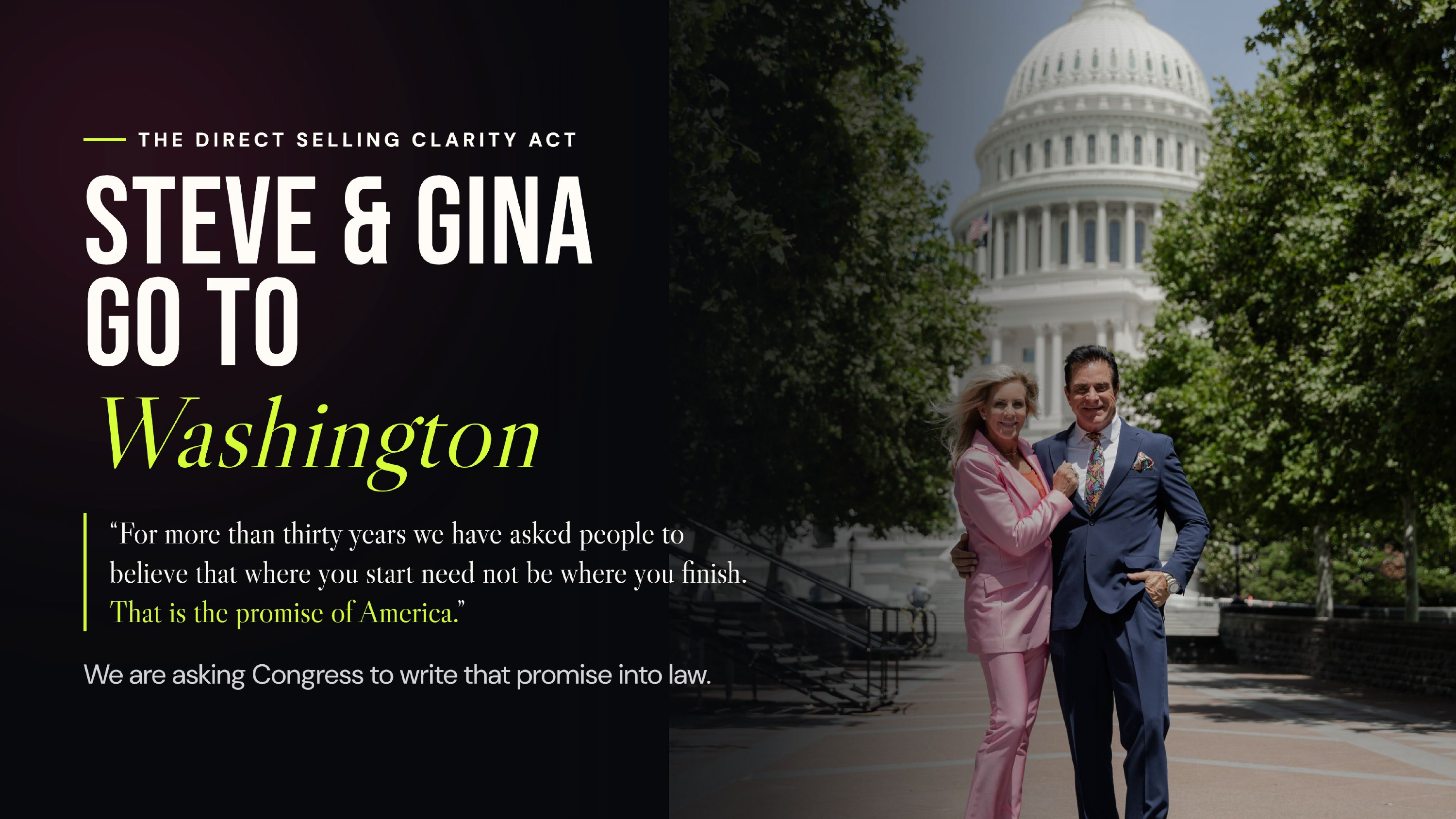Cover slide for the Direct Selling Clarity Act overview deck.