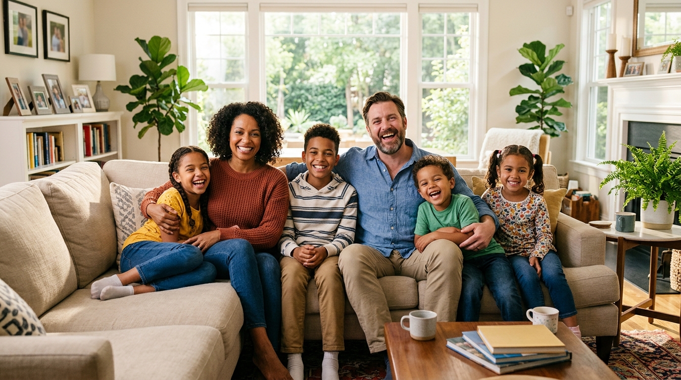 American family at home
