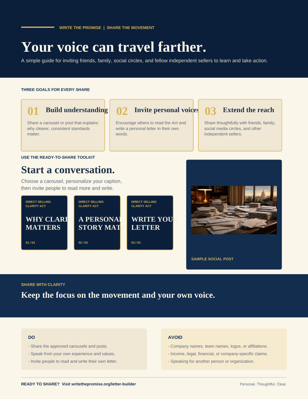 Preview of the Share the Movement one-page guide.