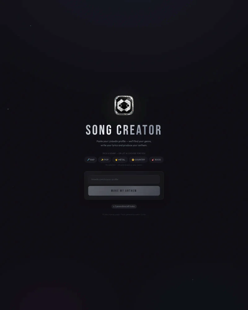 LinkedIn Anthem — turn your career into a personalized song