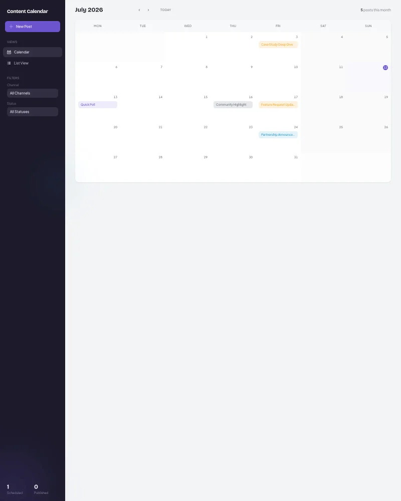 Content Calendar — plánovací nástroj pro tvůrce a týmy