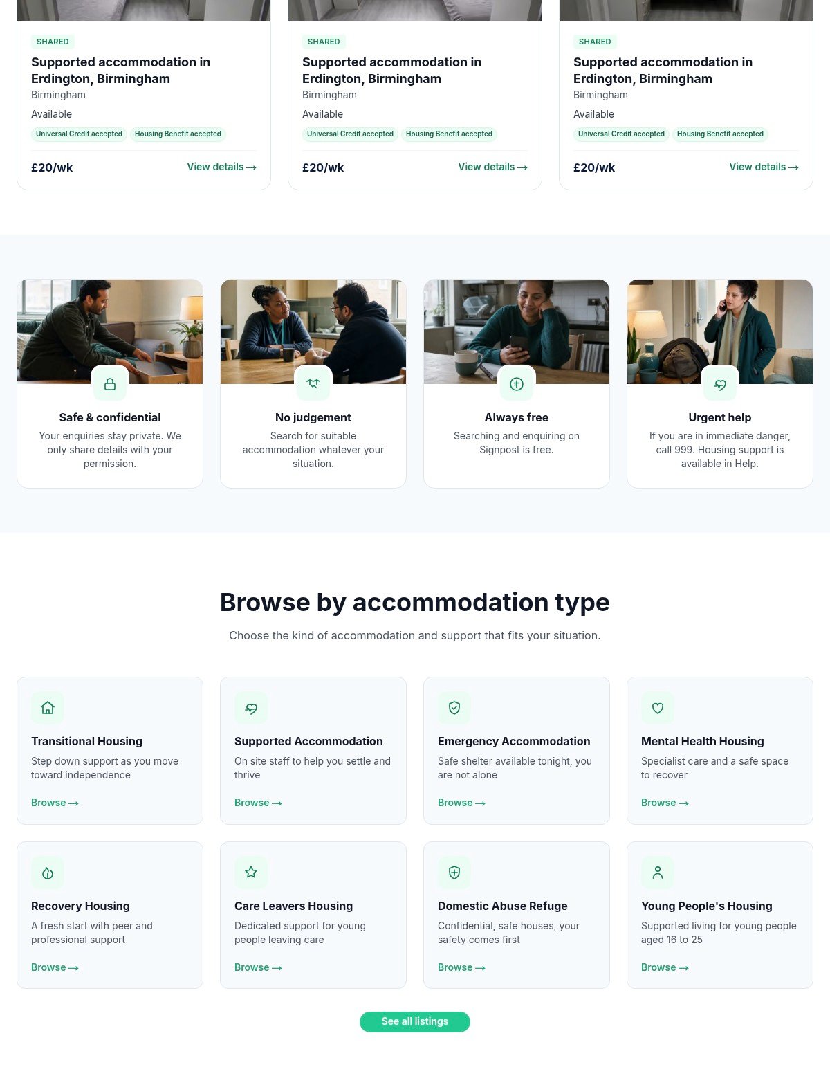 Signpost Portal — newly available places