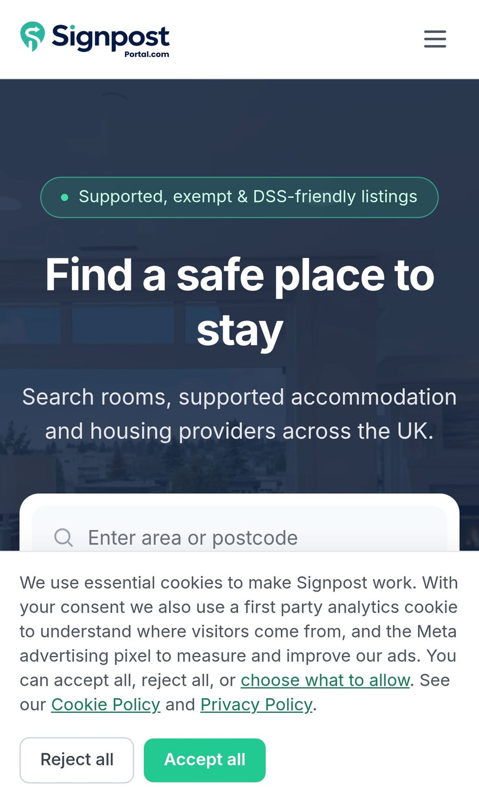 Signpost Portal mobile view
