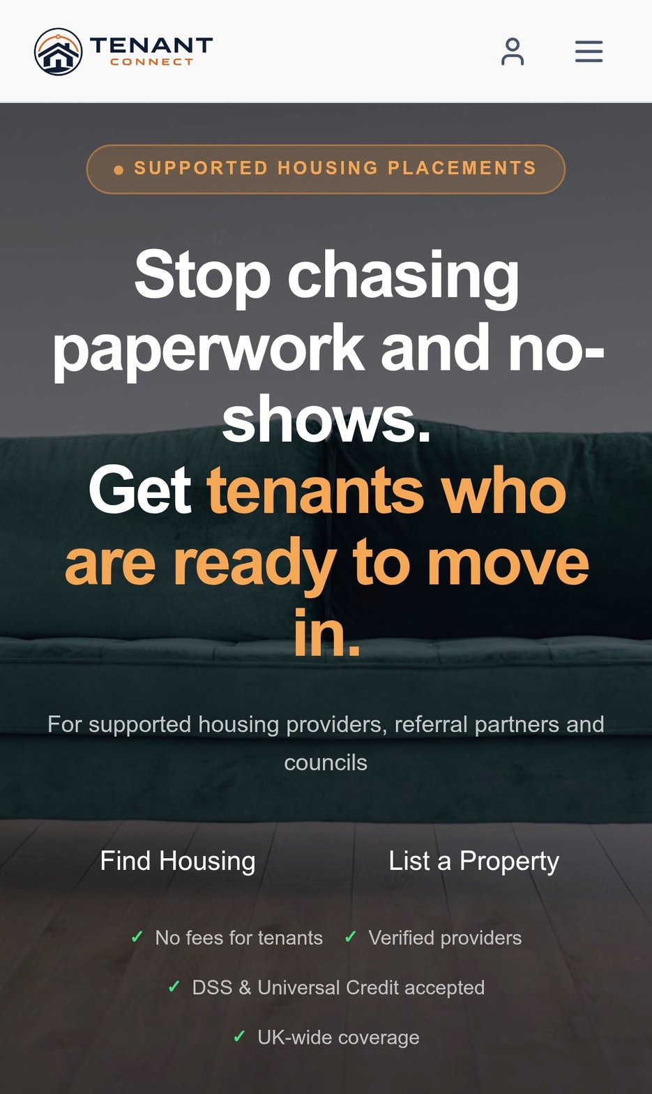 Tenant Connect mobile view