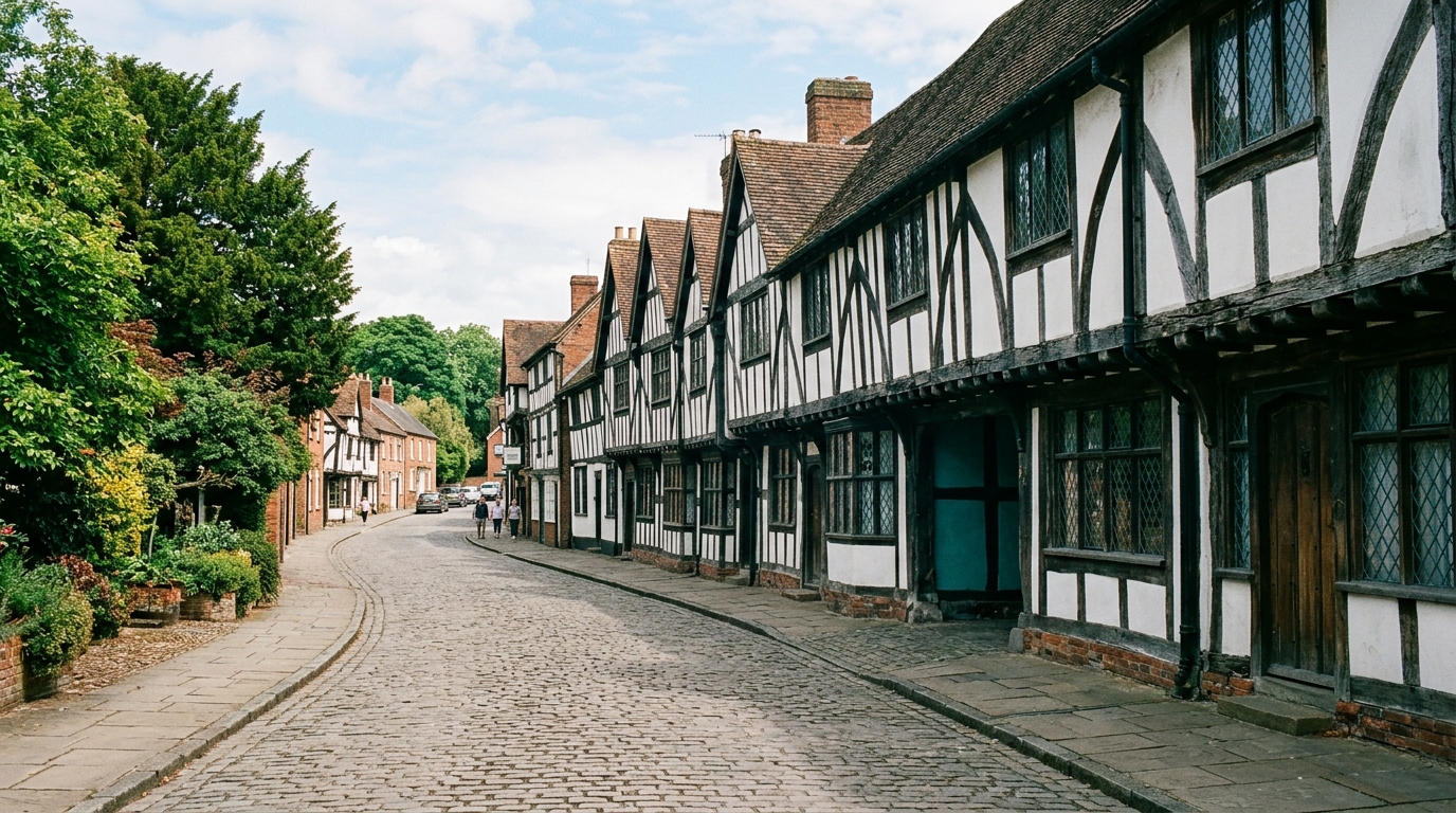 Historic high street in Upton upon Severn, Worcestershire