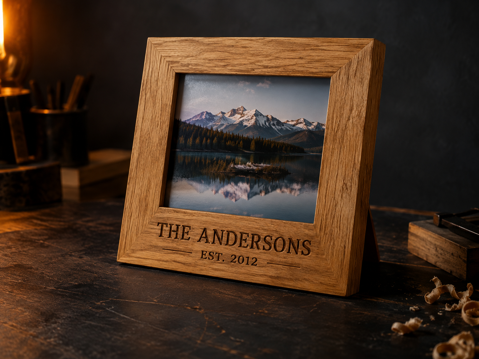 Personalised engraved wooden picture frame