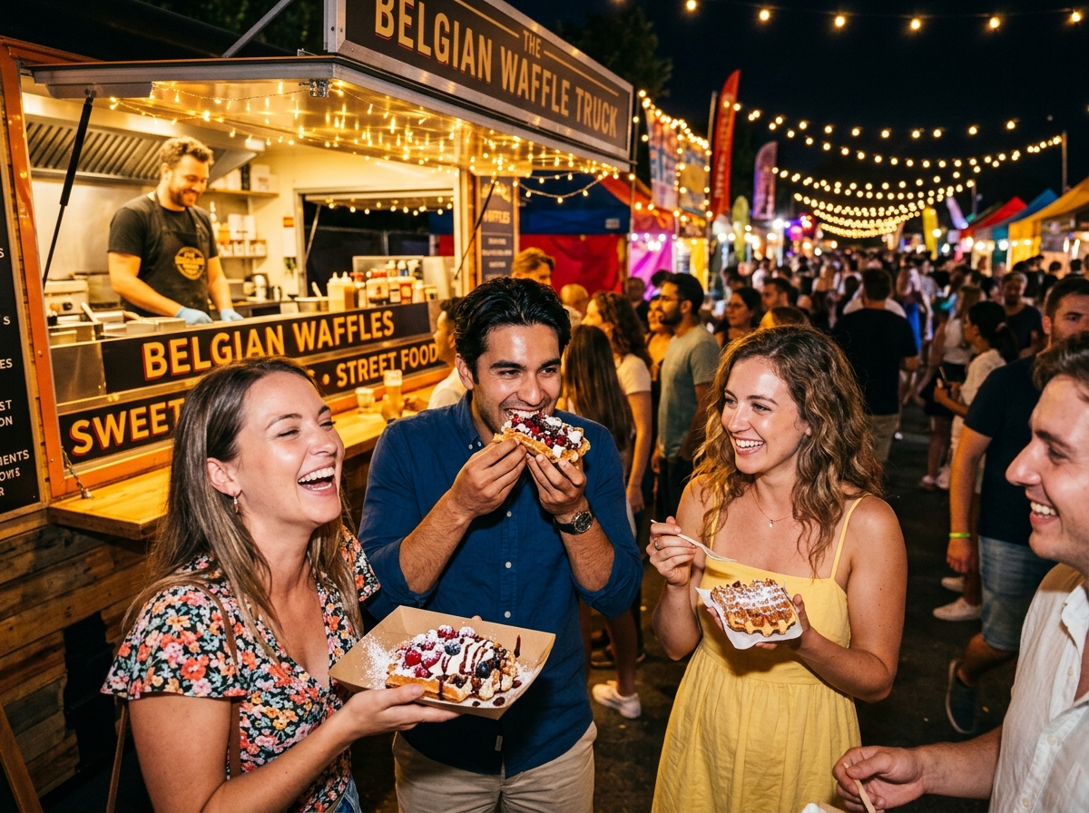 Blij publiek bij onze foodtruck op een festival
