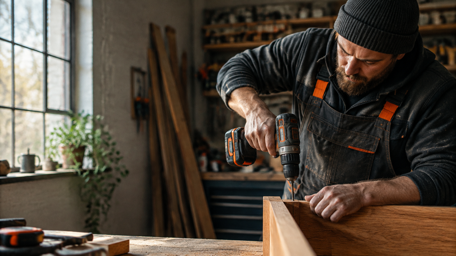 A professional handyman at work in a bright home