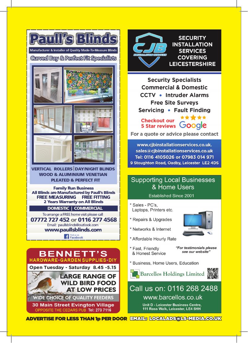Current advert for Paull's Blinds