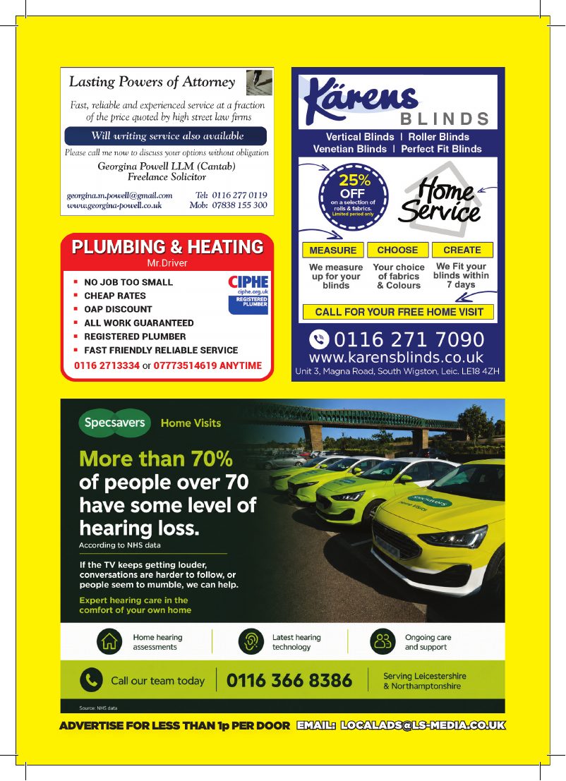 Current advert for Specsavers Home Visits