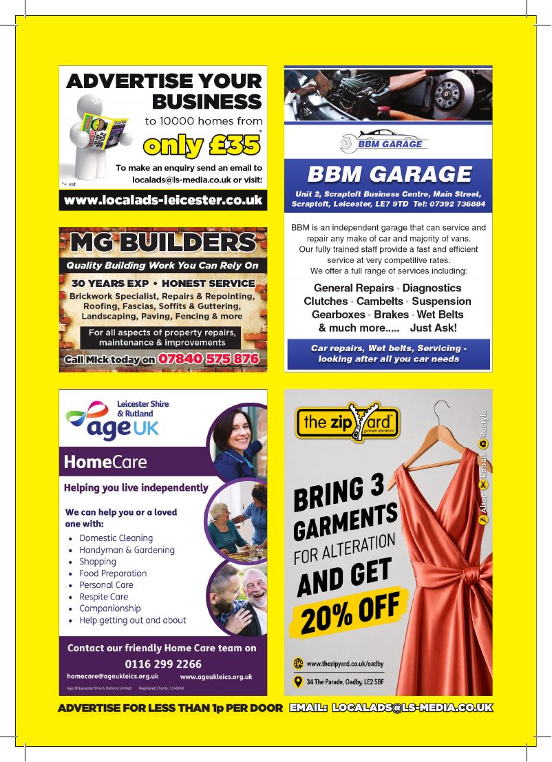 Current advert for BBM Garage