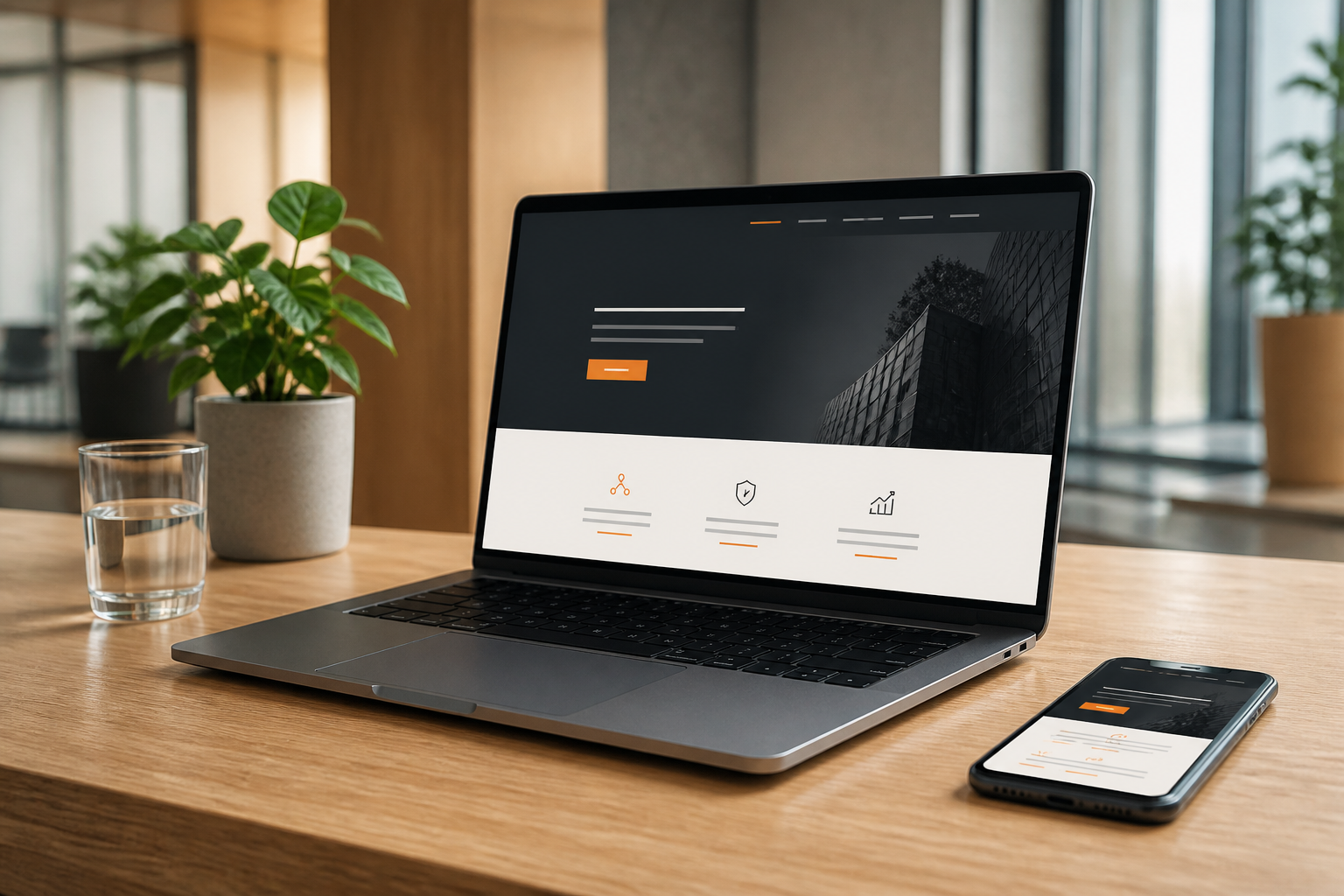 Professionele bedrijfswebsite op laptop en smartphone