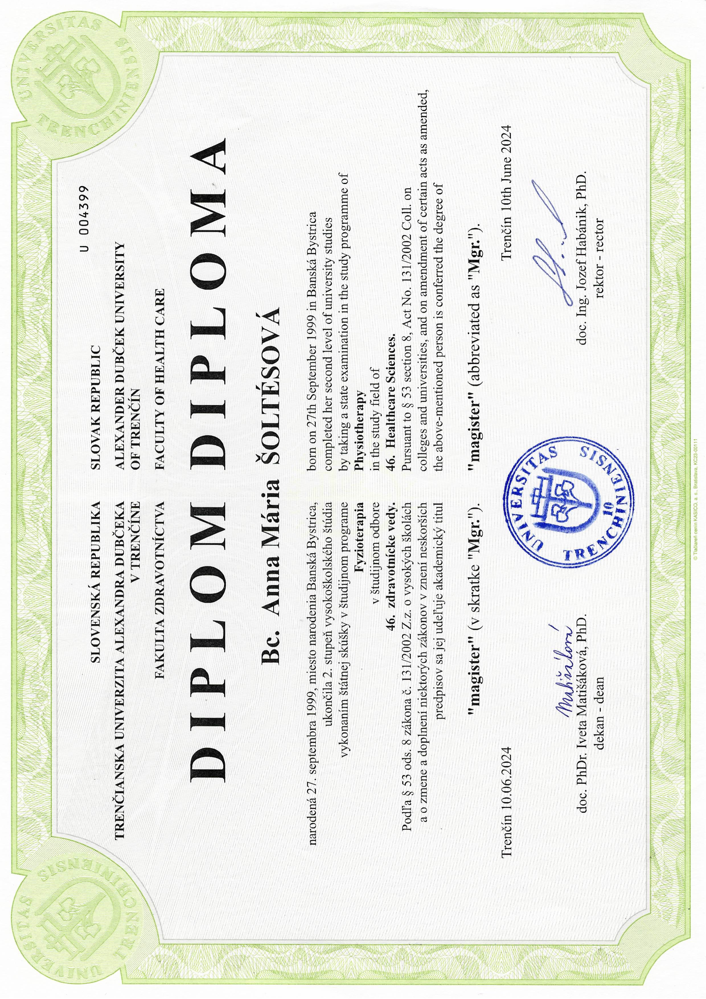 Diplom - Fyzioterapia