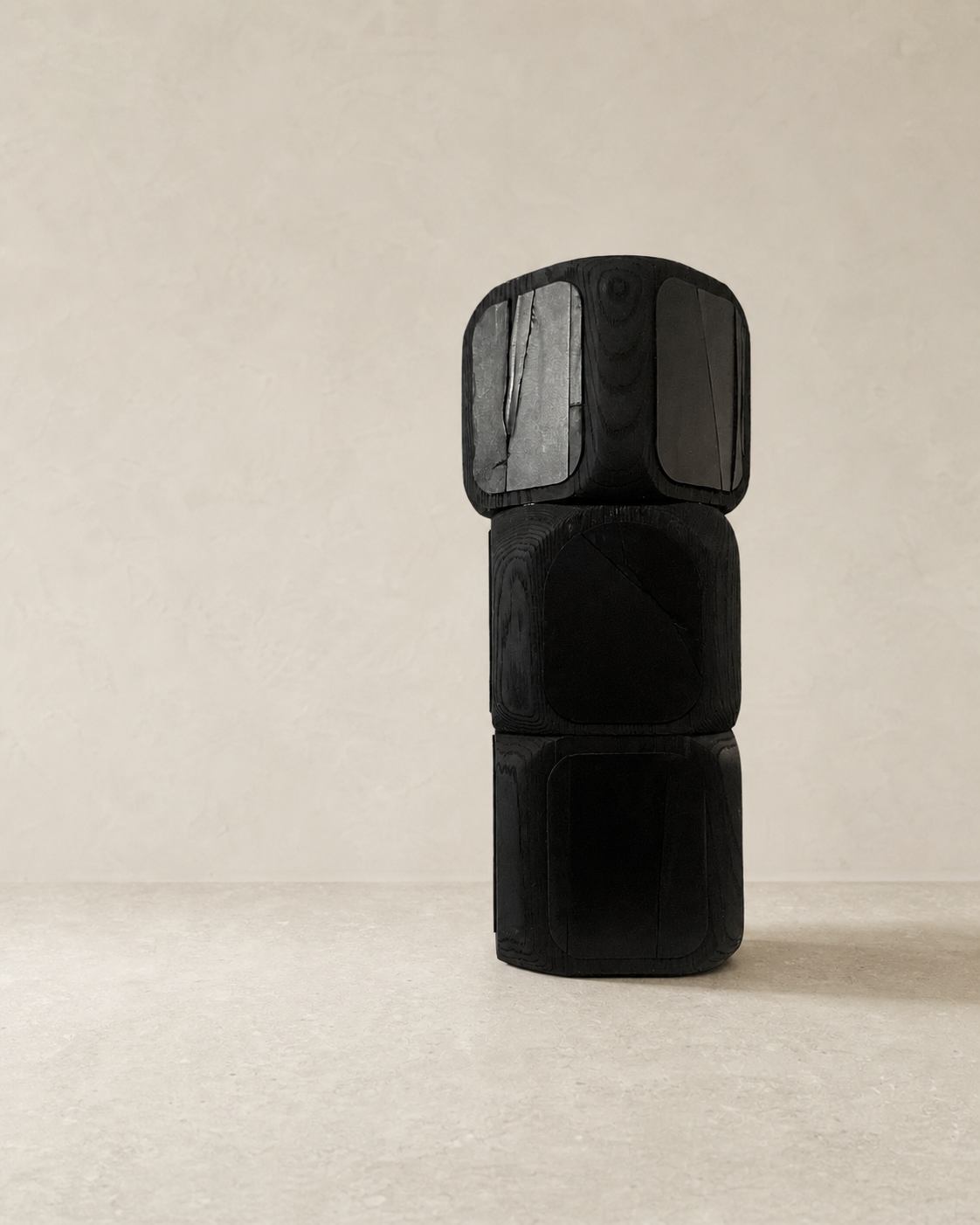 Blackened Oak & Leather Sculpture