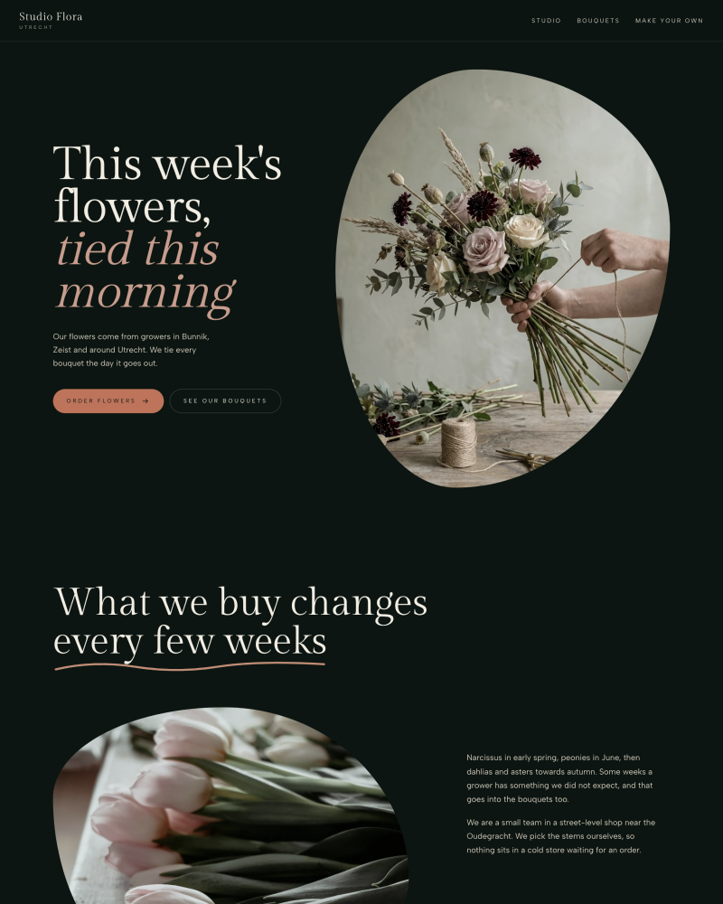 Florist site with a custom bouquet order form