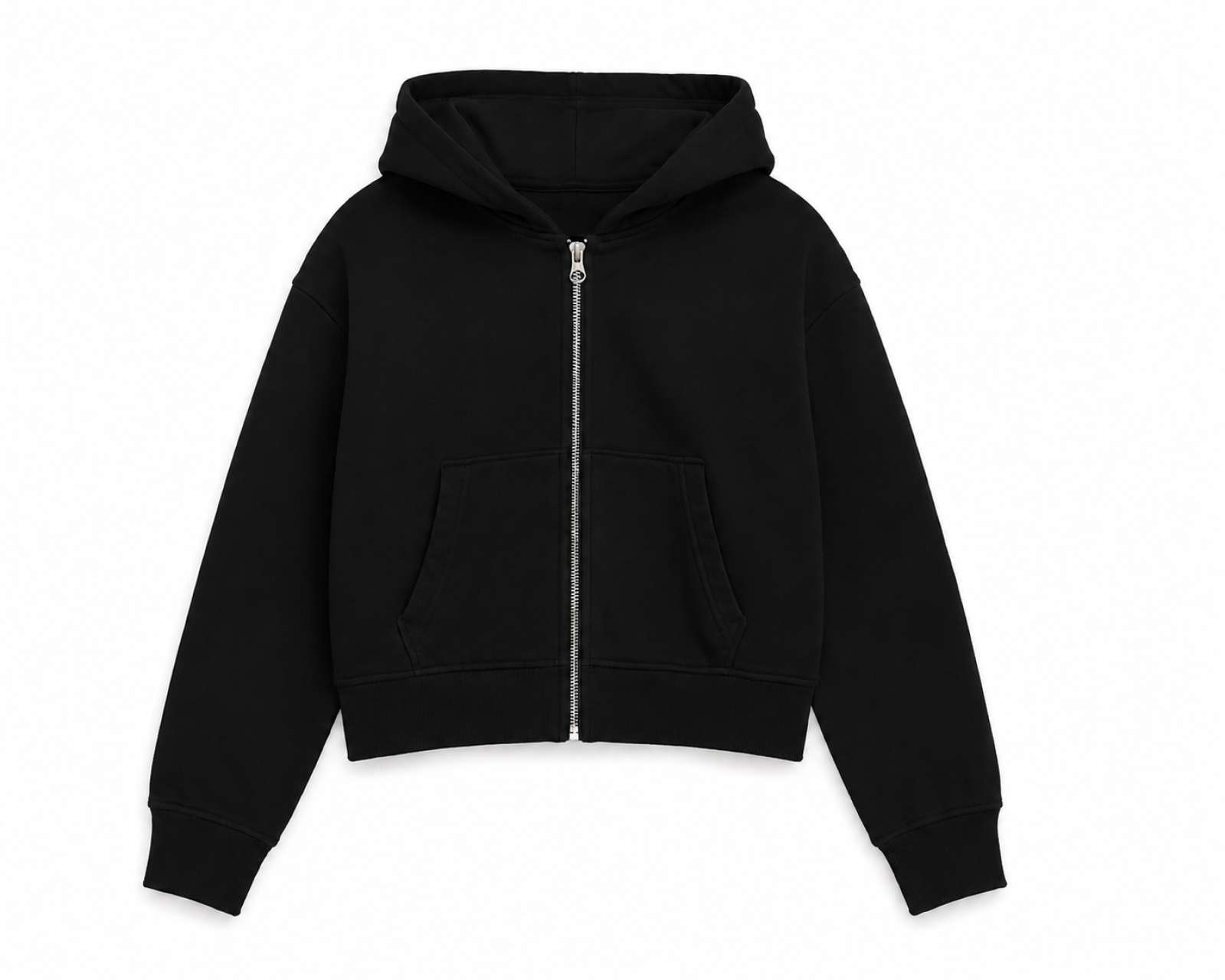 Dámska crop mikina na zips – Čierna