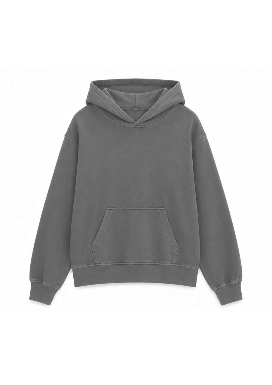 Pánska mikina s kapucňou Relaxed (froté) – Sivá (washed)