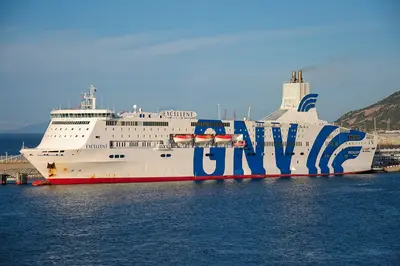 Un ferry de la compagnie GNV dans le port de Tanger Med, 30 octobre 2023.