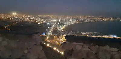La baie et la corniche d’Agadir vues depuis la kasbah, 2 octobre 2019.