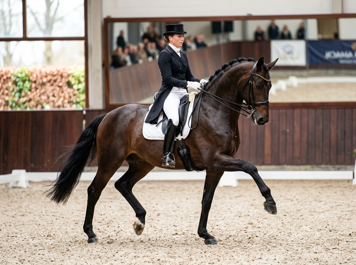 Zenith, dark bay Warmblood dressage
