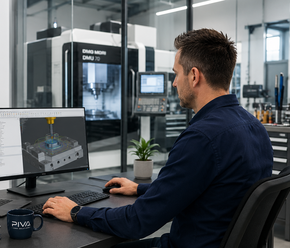 CNC- en CAM-werkpost met meerassige freesmachine