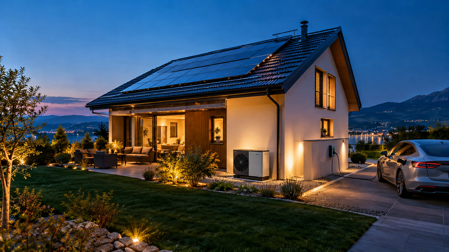 Casa con impianto completo: fotovoltaico, pompa di calore e colonnina