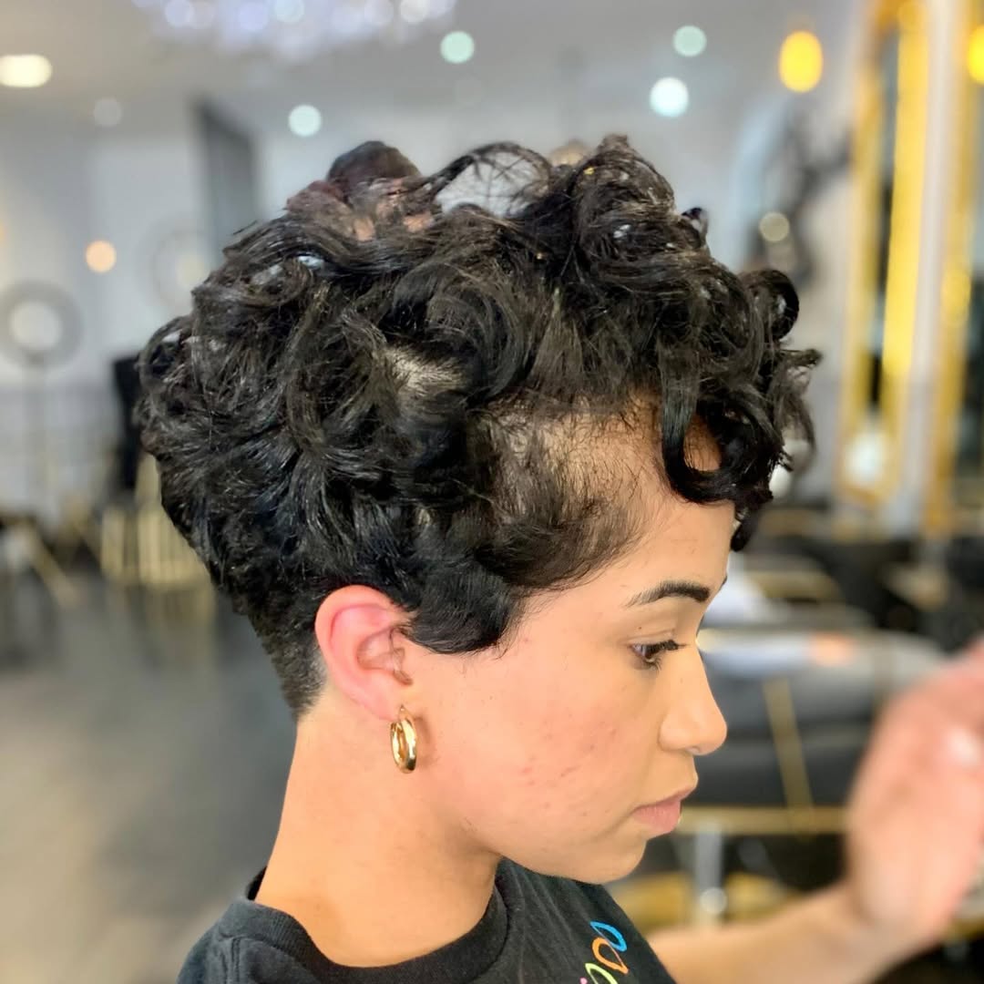 Short curly pixie cut at 3thirty Salon
