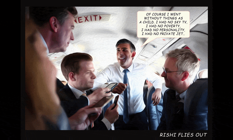 RISHI FLIES OUT — Polliedom cartoon by Peter Gillies