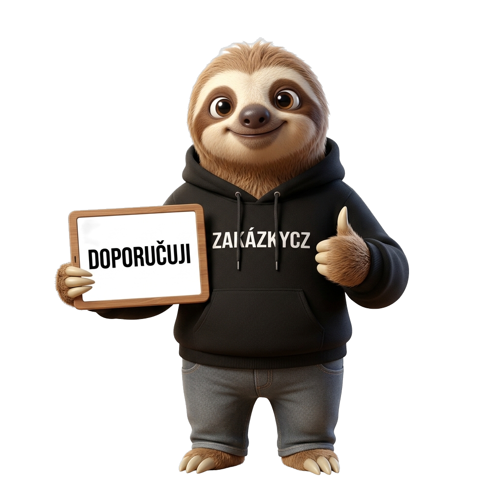 Zakki maskot ZakázkyCZ — tablet a palec nahoru