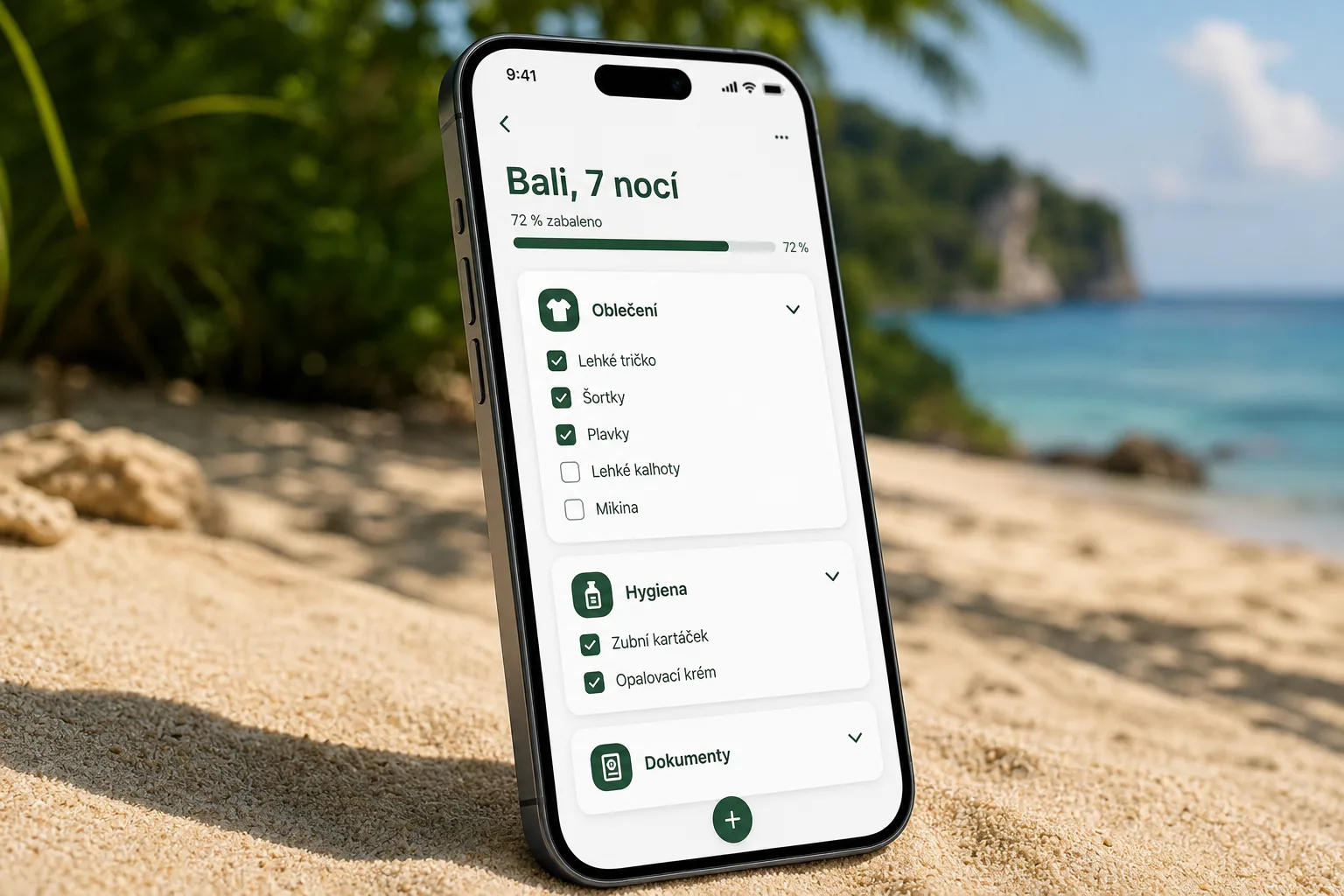 Ukázka balicího seznamu v aplikaci BalímeSe