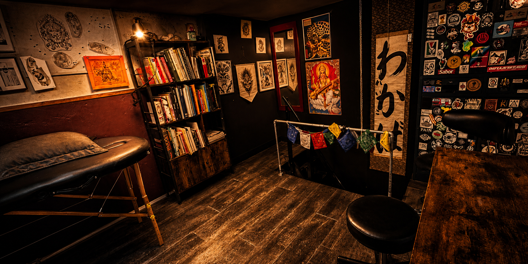 Guest tattoo artist workspace at Nowhereland Tattoo Studio, Berlin Kreuzberg — queer and BIPOC inclusive