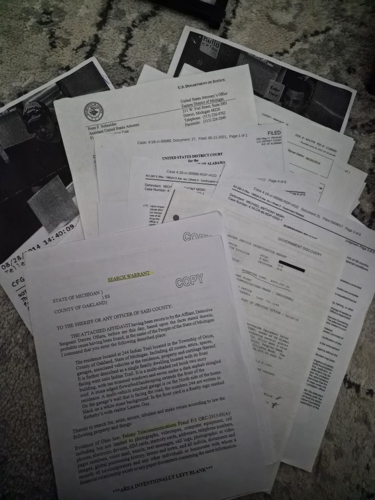 Documents and evidence materials