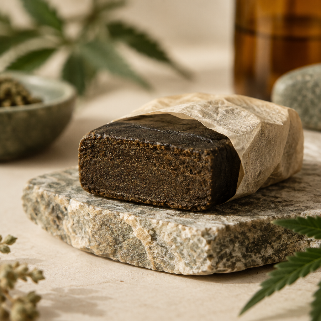 CBD-hash ‘Nepal’ 18 % på lys baggrund