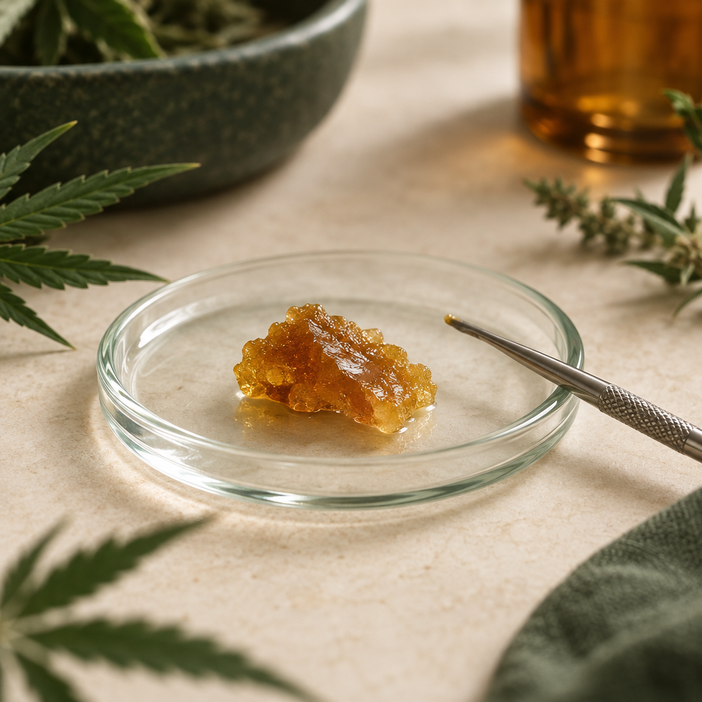CBD-voks på lys baggrund