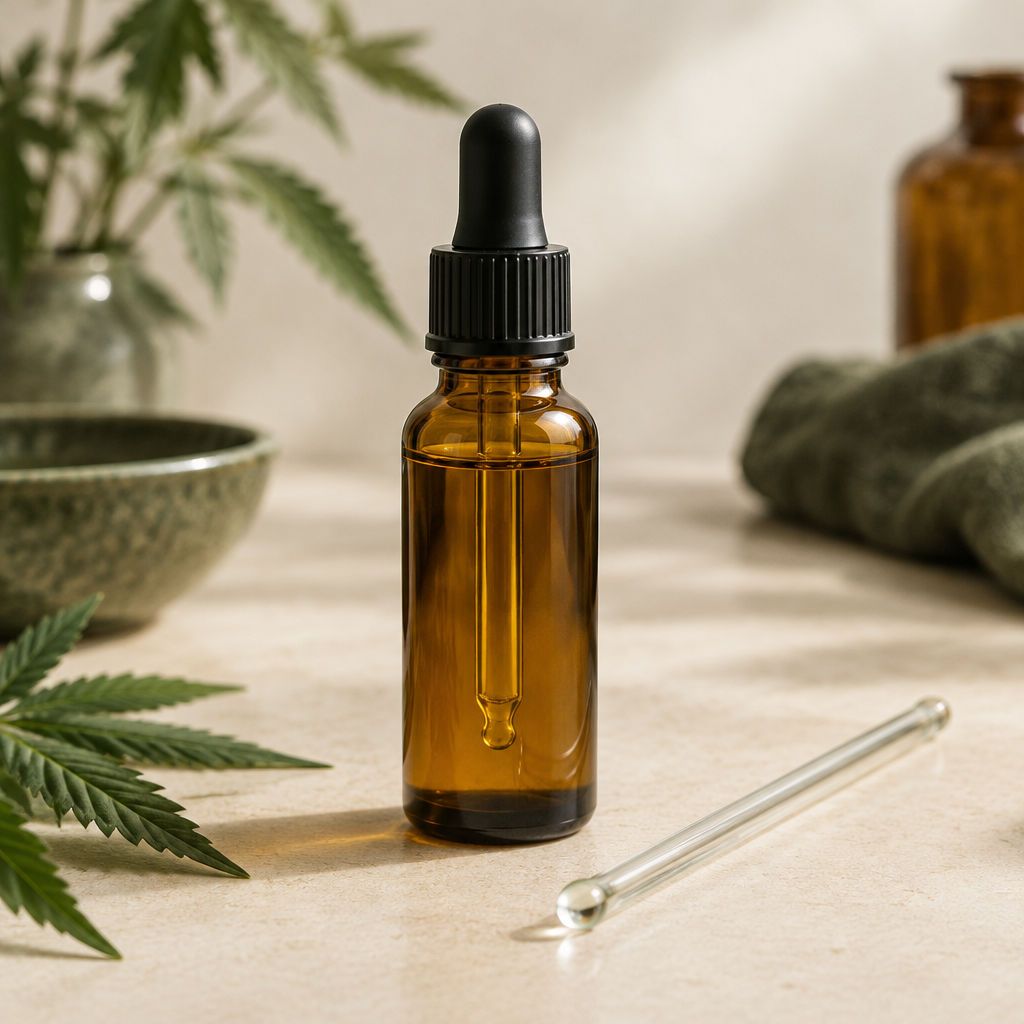 CBD-olie 15 % på lys baggrund