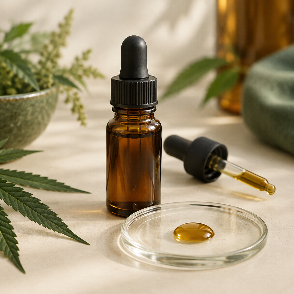 CBD-olie 20 % på lys baggrund