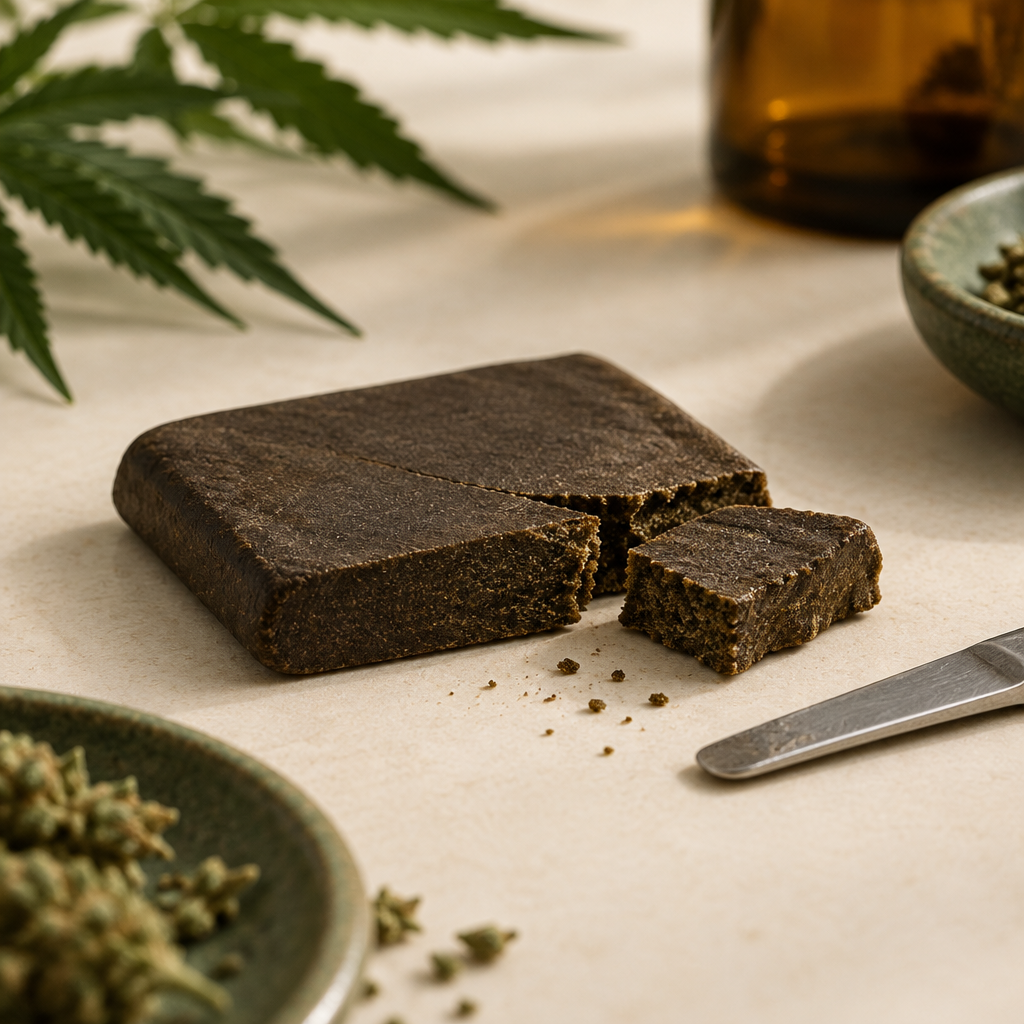 CBD-hash ‘Marok’ på lys baggrund