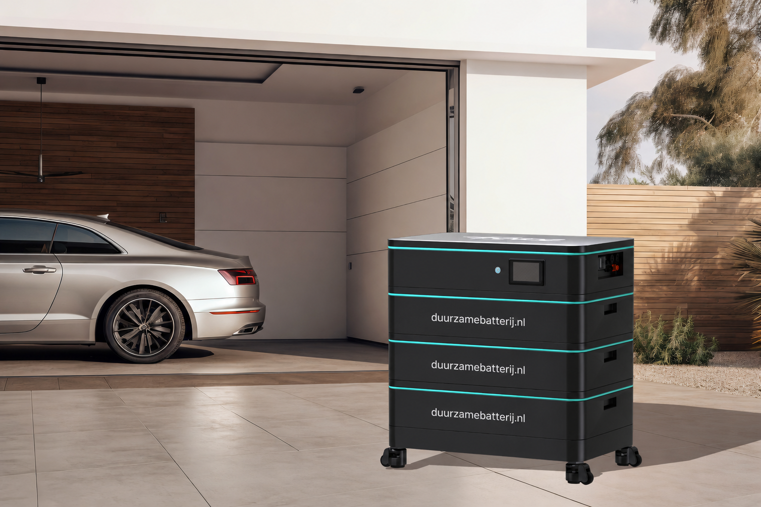 Modulaire batterij in een bedrijfs garage