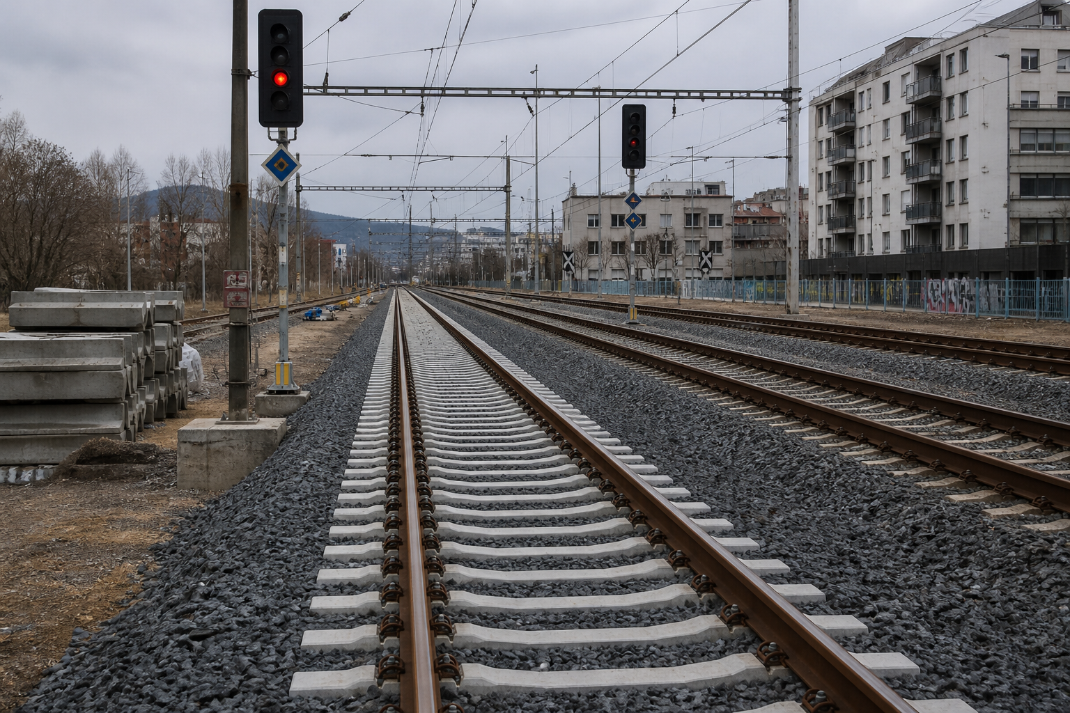 Železniční koleje v urbanistickém prostředí