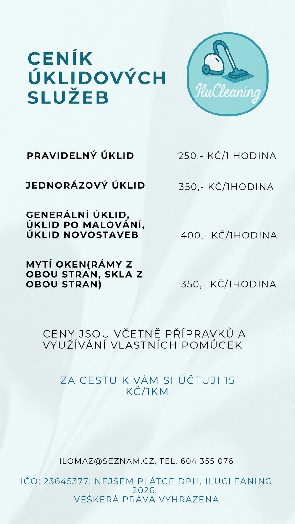 Ceník úklidových služeb IluCleaning