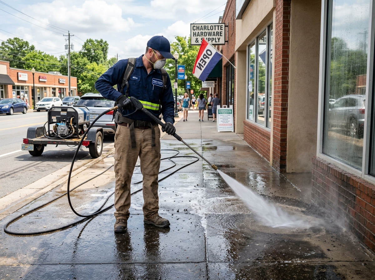 Professional commercial pressure washing and exterior cleaning service