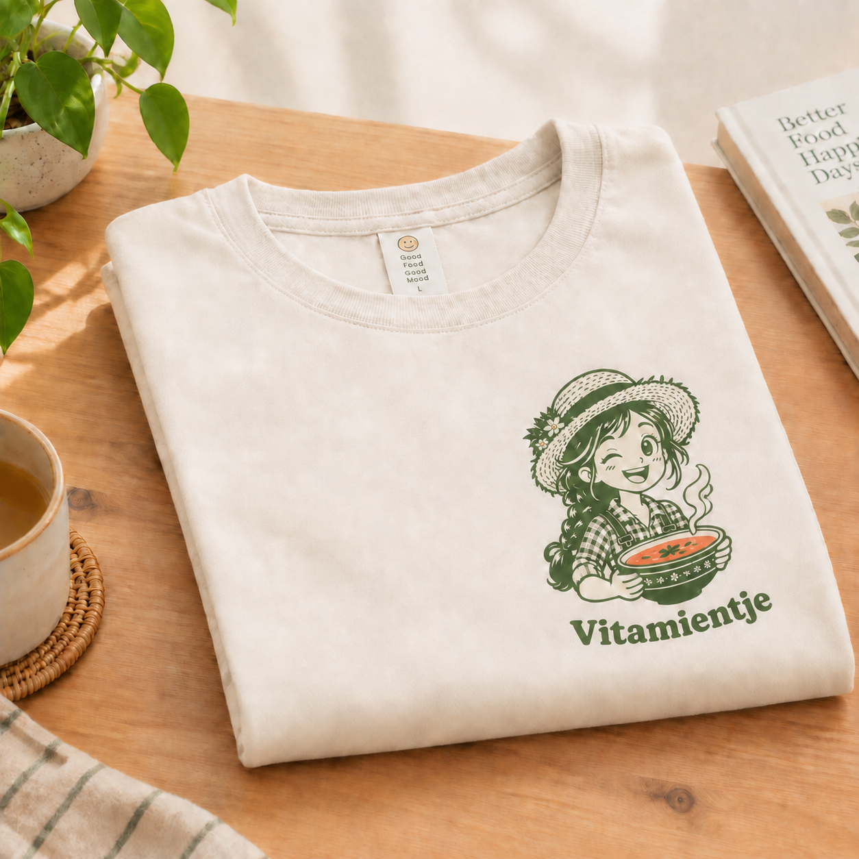 Vitamientje T-shirt in natuurlijkwit katoen met Vitamientje-print