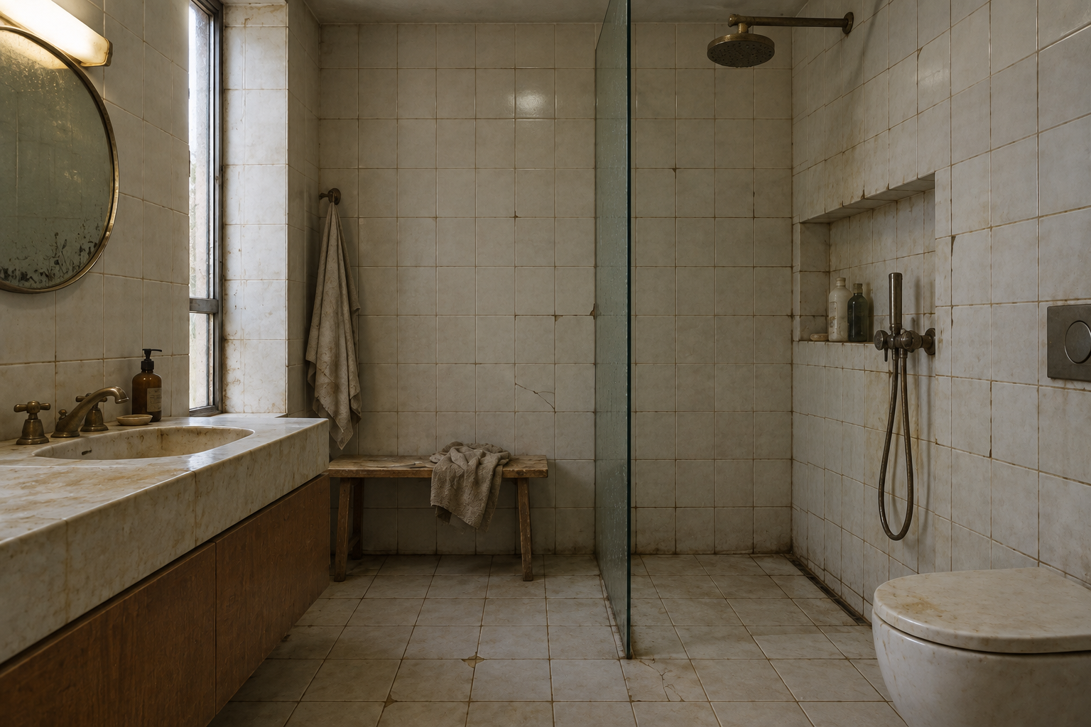 Bad med mikrocement før renovering