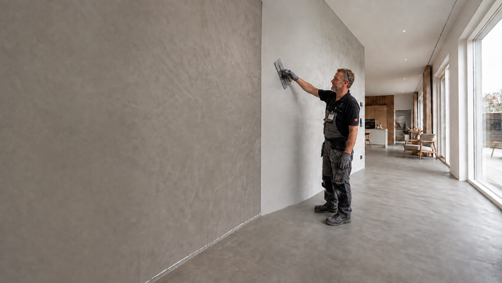 Renoveret køkkenbordplade i renoveringscement