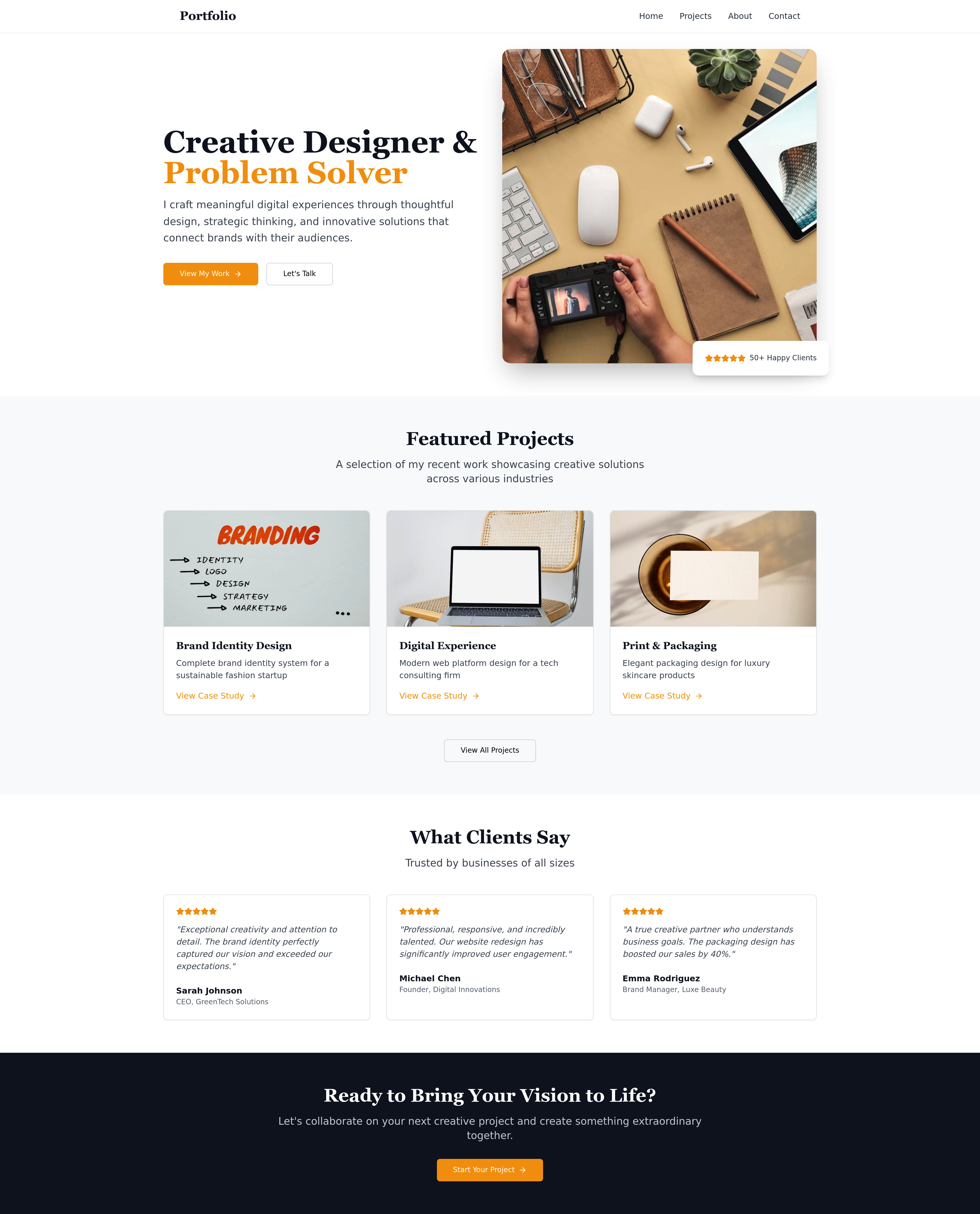 Portfolio Website Ideas