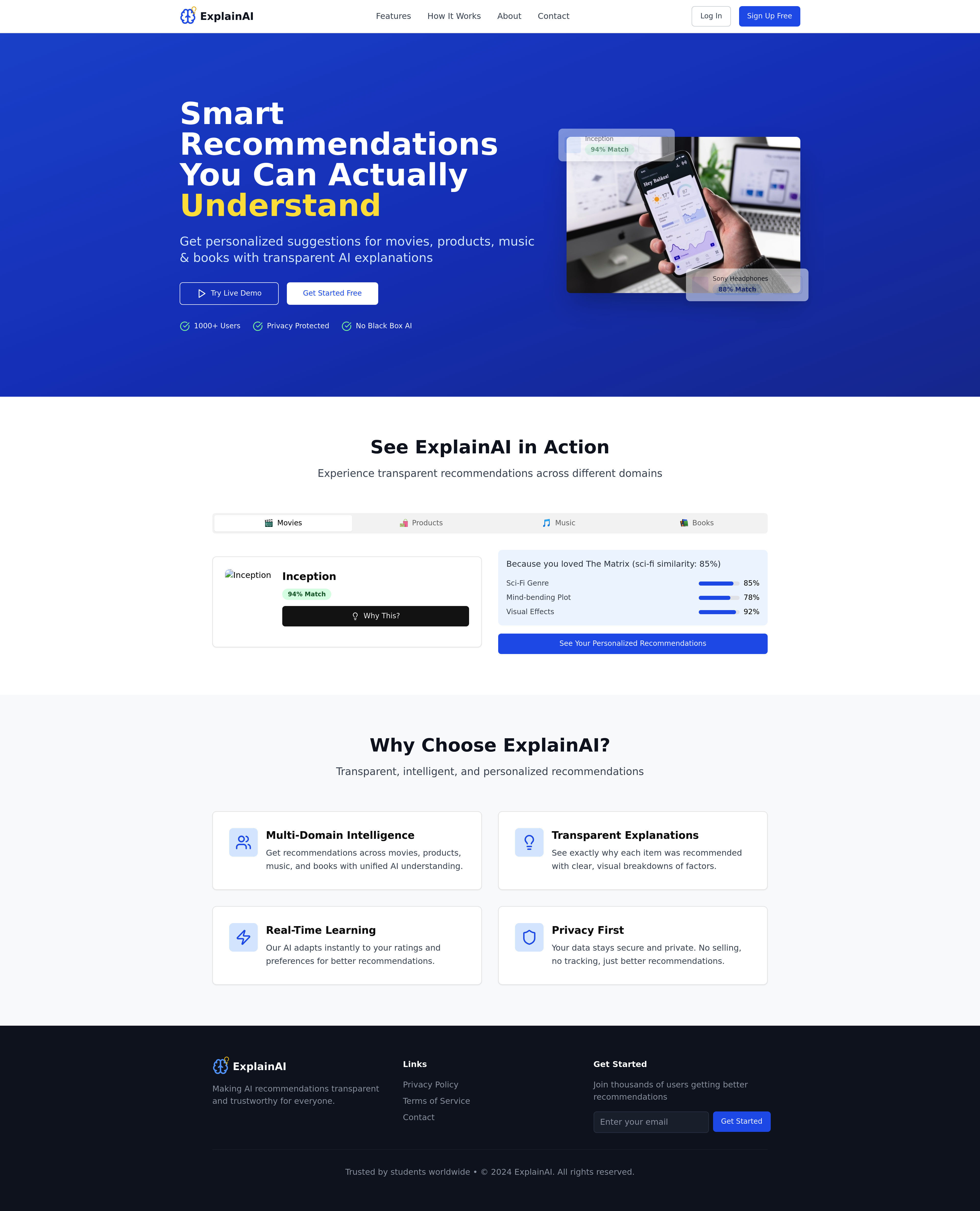 ExplainAI Landing Page